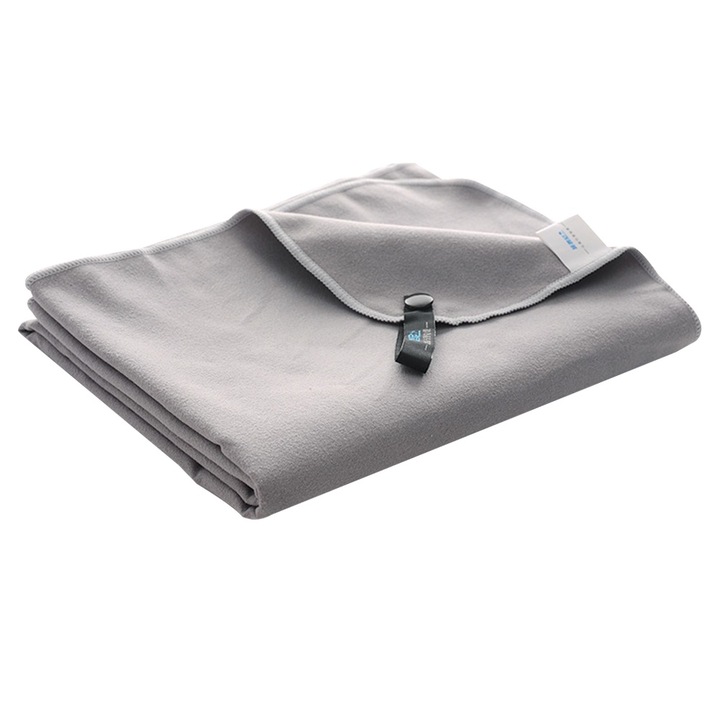 Prosop de baie Cozevdnt, poliester/poliamida, absorbant, uscare rapida, gri, 70x150cm