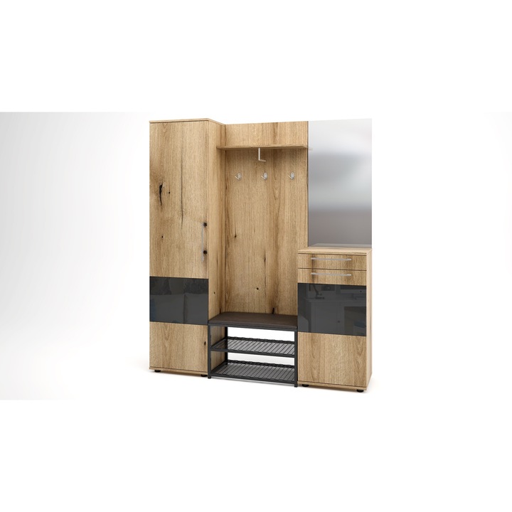 Akasztó MBX, Premier, 170 x 40 x 200 cm, aranytölgy, antracit fényű MDF