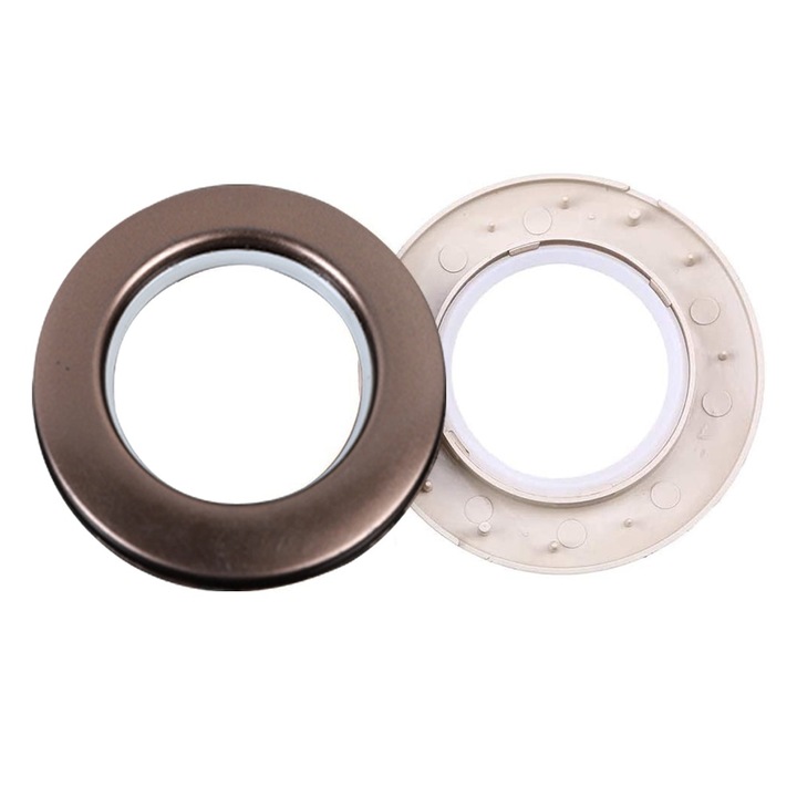 Set de 80 de inele pentru perdele, Polipropilena, Bronz, 4.6x7cm