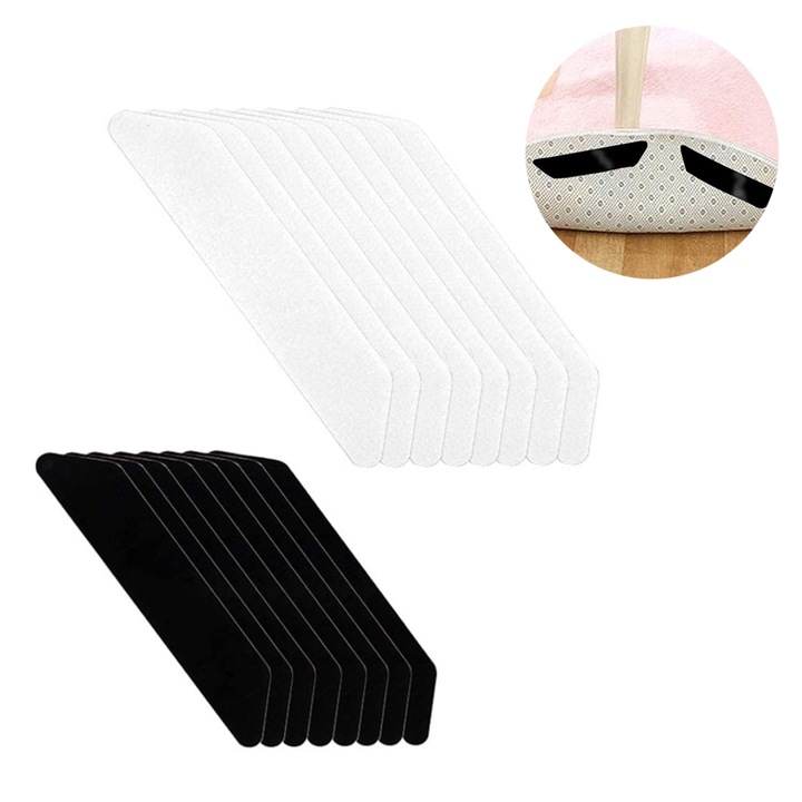 16 darabos csúszásgátló szőnyegcsík készlet, 130x25 mm és 180x30 mm, vastagság 2 mm, beltéri és kültéri használatra