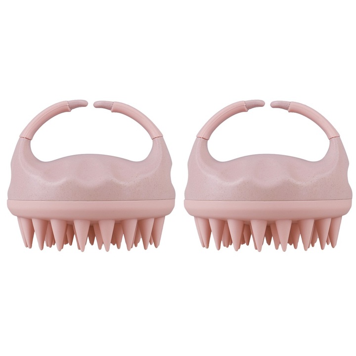 Set 2 Perii de Masaj pentru Scalp, Cozevdnt, Silicon, Utilizare Umed/Uscat, Roz