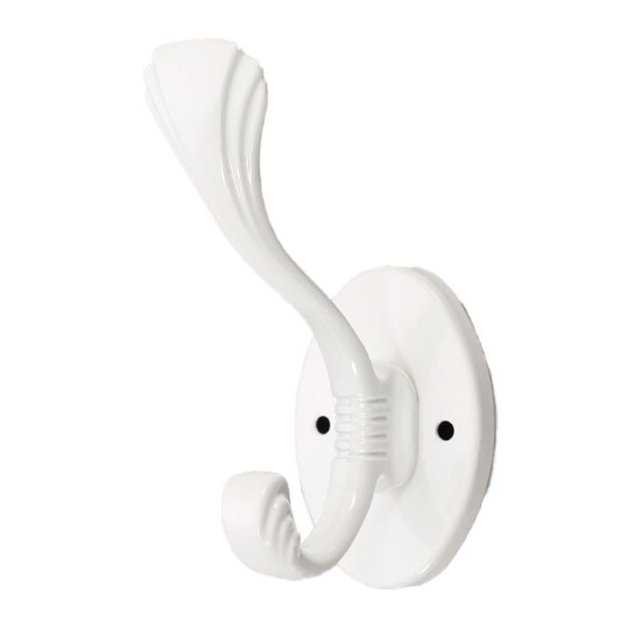 Cuiere perete, carlig haine, alb, 1 buc, cromat, rezistent la apa