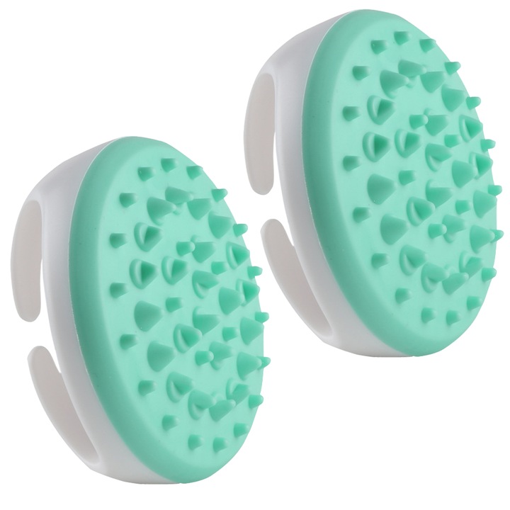 2 db-os keringést javító testmasszázs szivacs készlet, zuhany hámlasztó, zöld/fehér, 11cm