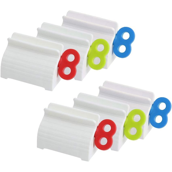 6 db-os fogkrém kinyomó készlet, többszínű, 5,5x3,8x3,6 cm