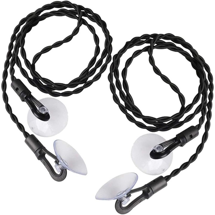 Set 2 Sfori de rufe, Bizaical, Cauciuc, 2.5 m, Ventuze, Negru