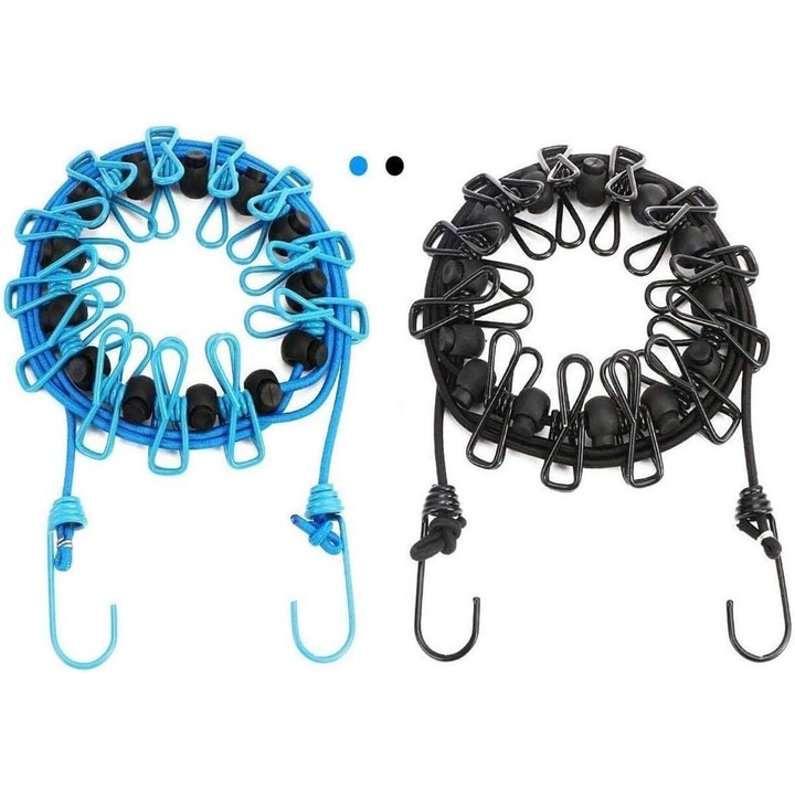 Sndarie portabila retractabila, franghie de calatorie cu prosoape compresibile pentru transport usor, cleme anti-alunecare, franghie elastica care se extinde pana la 3,6 m, linie de rufe portabila pentru interior si exterior (pachet de 2)