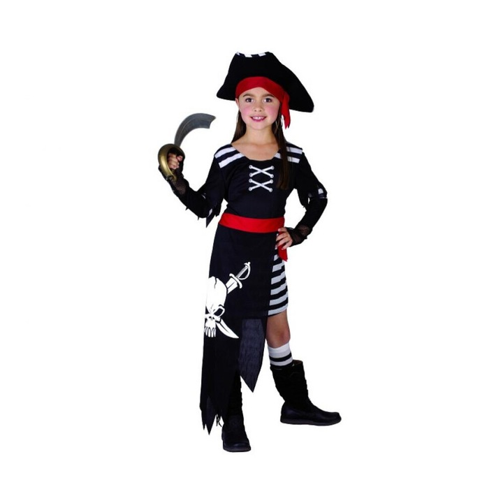 Costum carnaval pirat, pentru fete, 5-6 ani ( 110/120 cm)