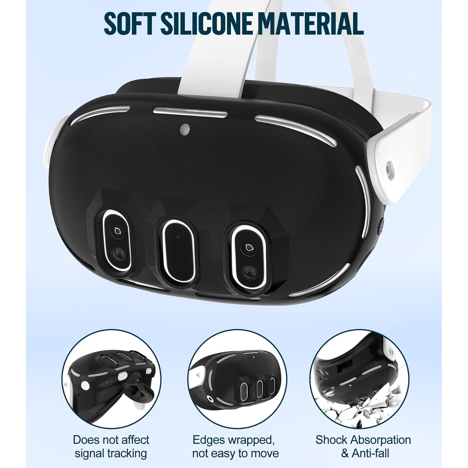 BeisDirect Custodia protettiva per controller touch per Meta Quest 3, custodia protettiva in silicone anti-collisione per accessori Meta Quest 3 VR - Nero