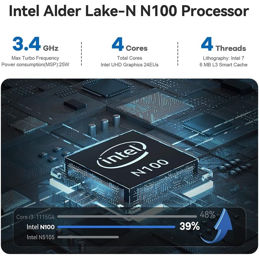 Mini PC Beelink EQ12 N100 Intel 12th Gen up 3.4 GHz, 16Gb DDR5