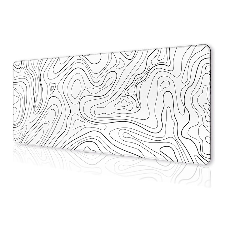 Egérpad, megnagyobbított és vastagított reteszelő él, csúszásmentes, 80x30x0,3 cm, játékra, irodai, fehér/fekete