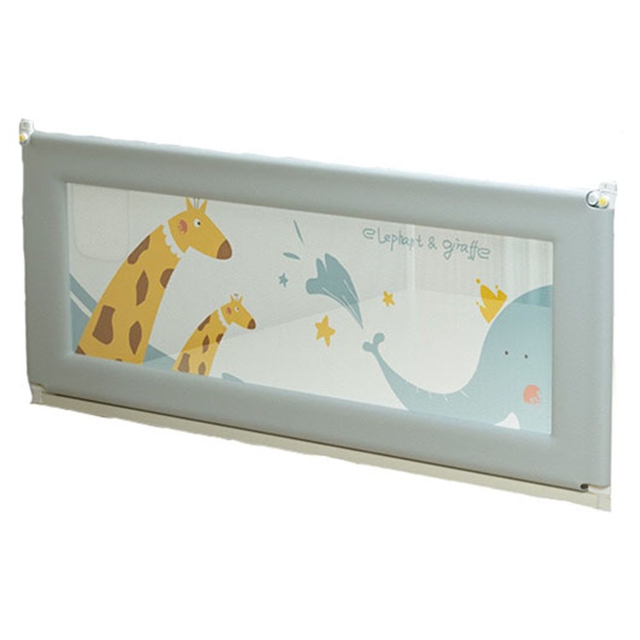 Bariera de protectie pentru paturi, 200 cm, pliabila, slbastru