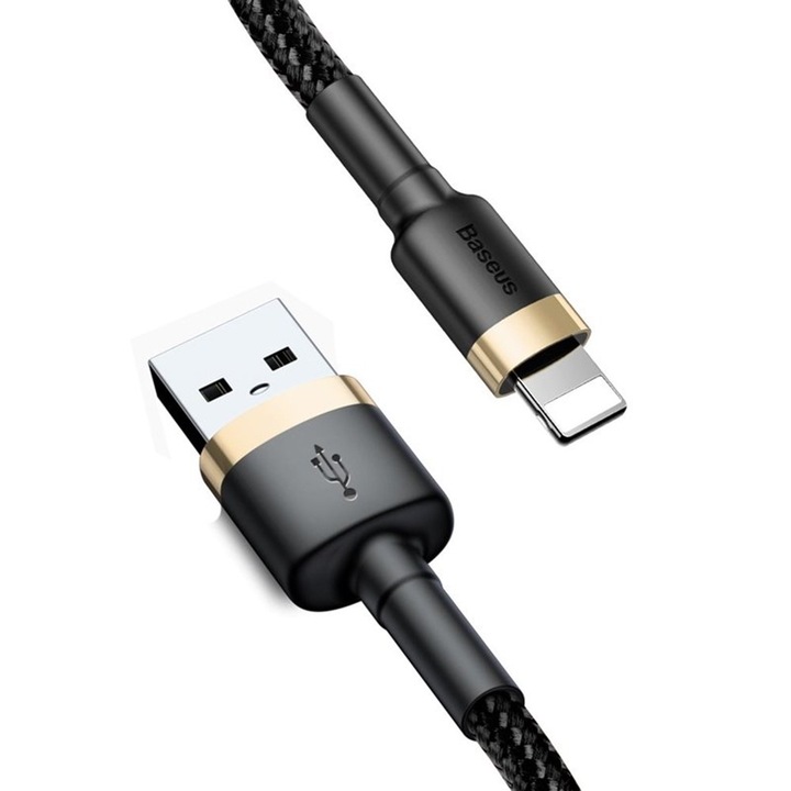 Cablu USB la Lightning, 2A, 3m, Baseus (CALKLF-RV1), Black / Gold