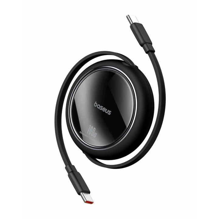 Cablu de Date Type-C la Type-C, 100W, 1m, R67, Policarbonat, TPE, Baseus Free2Draw Mini, Negru