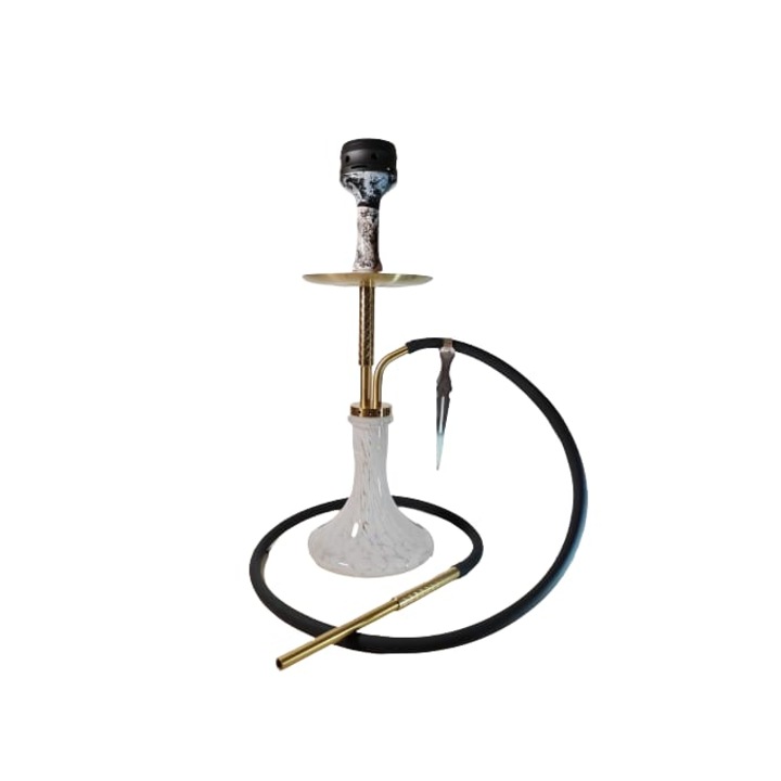 Set complet narghilea 58cm, Ocean Cane S Gold, creuzet Sky Hookah, HMD negru, clesti WD