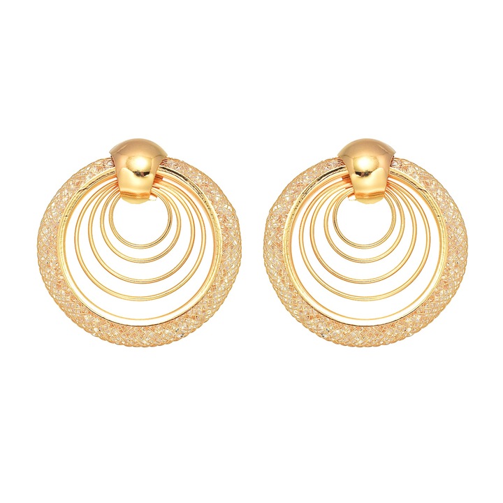 Cercei dama, HUGE TOMATO, cupru. cristale, auriu, 4x4cm