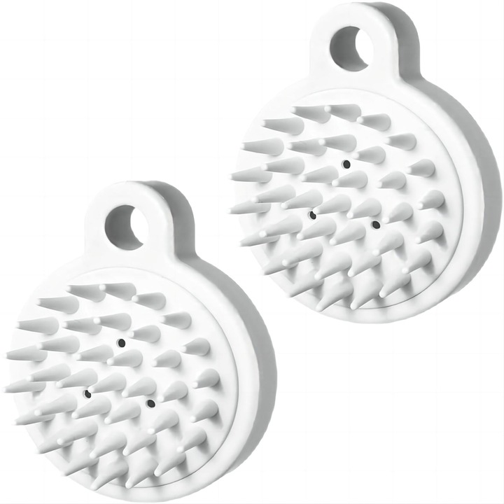 Комплект от 2 четки за масаж на скалп JUDASTAR, медицински силикон, бели