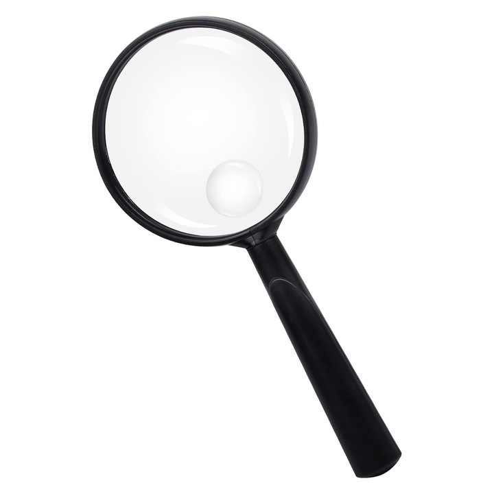 Lupa de citit JUDASTAR, maner ergonomic din cauciuc, lentila 5X, rezistenta la socuri, 4.7 inch, negru