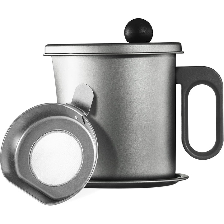 Recipient pentru grasime cu sita, Inox, Capacitate 1.7 L, Gri