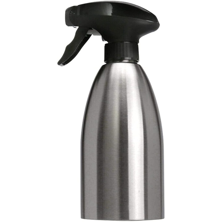 Sticla pulverizatoare pentru ulei, AMRINUGL, inox, capacitate 500ml, design antiderapant, argintiu, 7.4x15cm