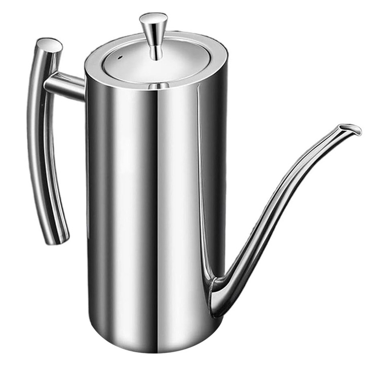 Recipient ulei, Inox, 700 ml, 20.5 x 21 x 7.5 cm, Argintiu