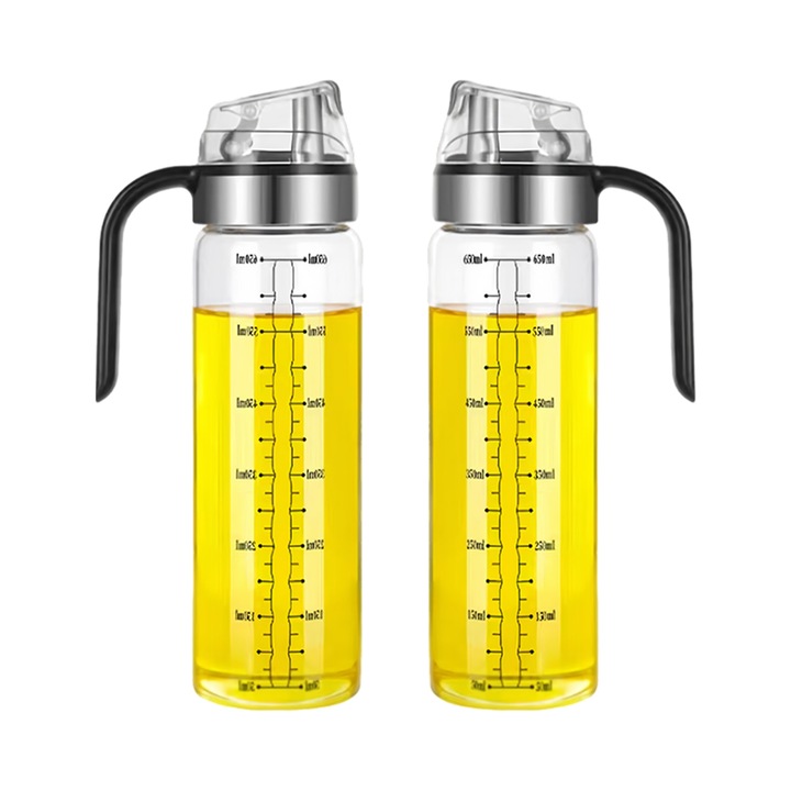 Set 2 Oliviere sticla, capac etans, usor de curatat, 650ml