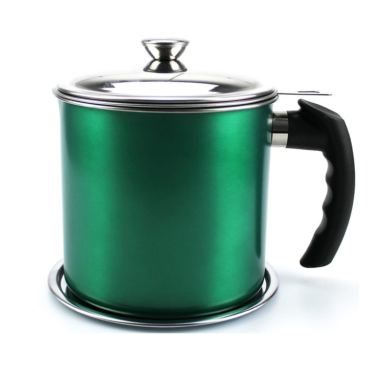 Recipient ulei de bucatarie, inox, verde, 15x14.5x12.5cm