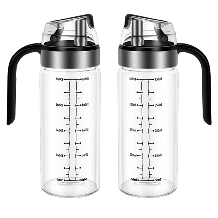 Set 2 oliviere, 450ml, sticla, negru/transparent
