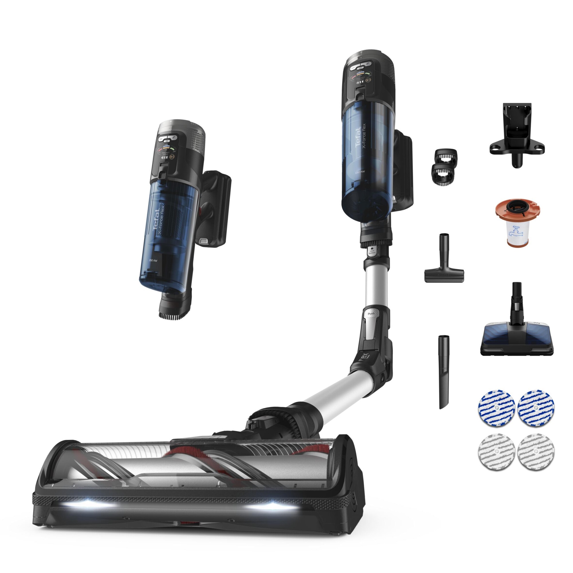 Aspirator Tefal X-Force Flex 13.60 TY9AC1 60 min AeroSpin Aqua functie de spalare Baterie inlocuibila