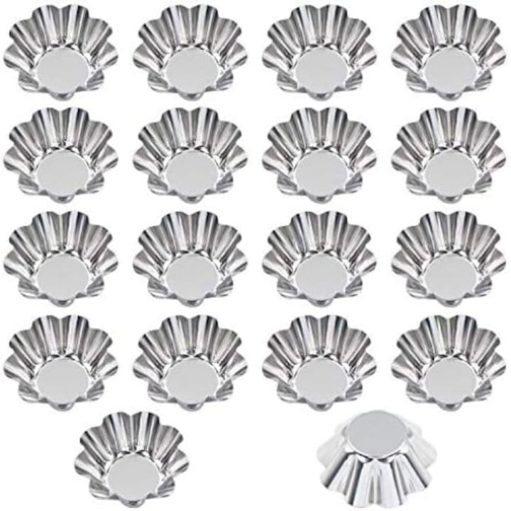 Set 18 Forme tarte, Inox, 6.1 x 2.3 cm, Argintiu