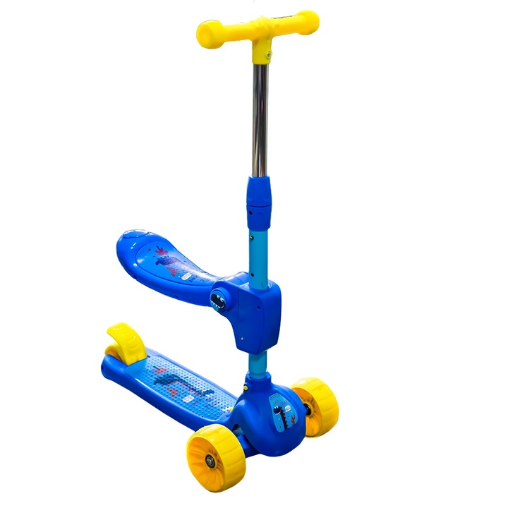 Roller üléssel, 50x28,5x76/70/64 cm, kék