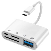 Cititor de carduri, Micro SD, 4in1, Port USB 3.0.USB-C, Alb