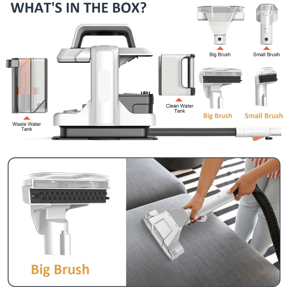 Aspirator profesional Multifunctional, Dasbo®, Curatare umeda si uscata, cu pulverizare apa pentru covoare, mochete si tapiterii, Sistem patentat de 2-in-1 rezervoare, design compact, fara sac, 400w