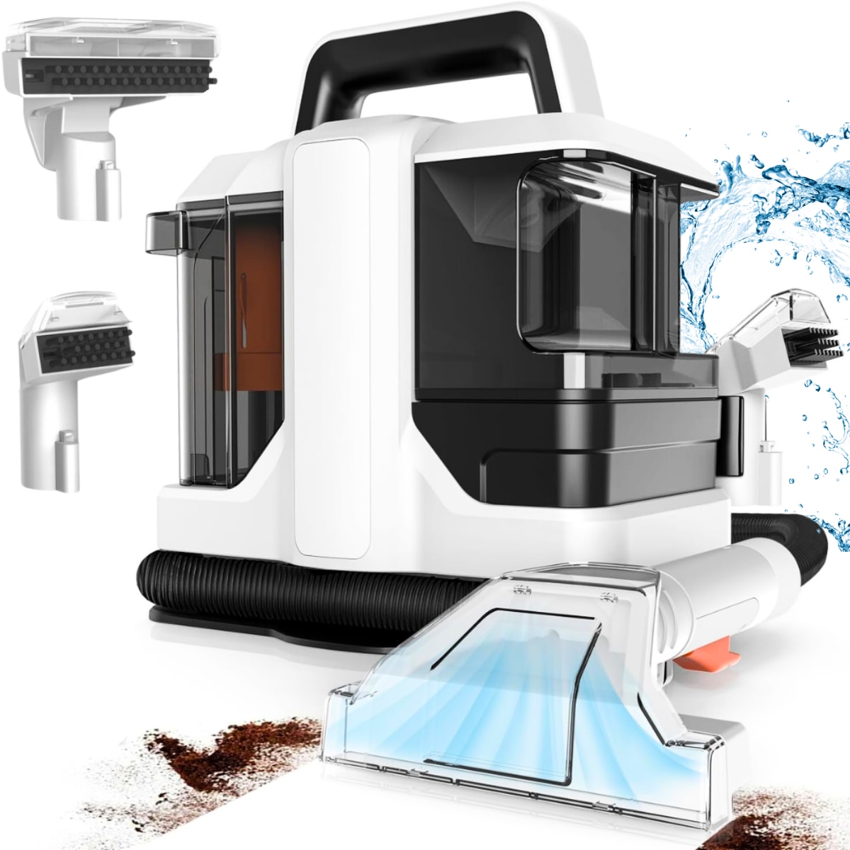 Aspirator profesional Multifunctional, Dasbo®, Curatare umeda si uscata, cu pulverizare apa pentru covoare, mochete si tapiterii, Sistem patentat de 2-in-1 rezervoare, design compact, fara sac, 400w