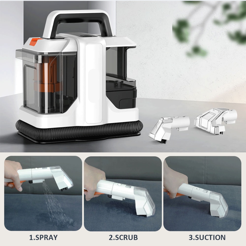 Aspirator profesional Multifunctional, Dasbo®, Curatare umeda si uscata, cu pulverizare apa pentru covoare, mochete si tapiterii, Sistem patentat de 2-in-1 rezervoare, design compact, fara sac, 400w