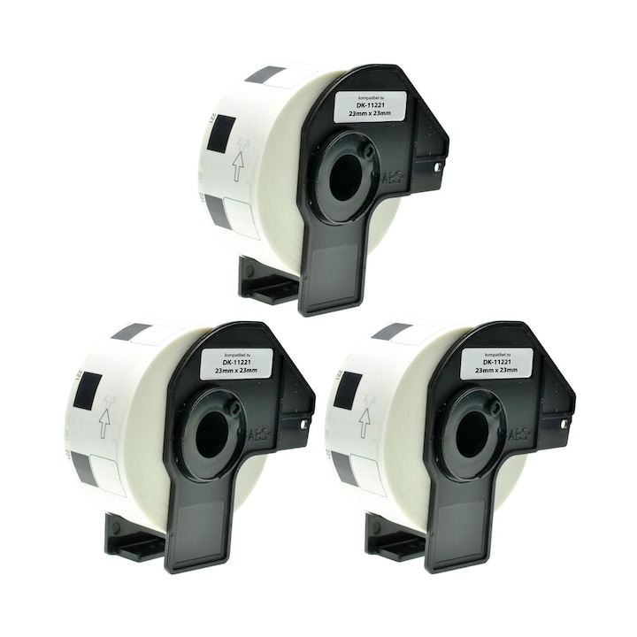 Комплект от 3 ролки самозалепваща лента DK 11221 23 mm X 23 mm Бяла Съвместима серия Brother P-Touch QL 1000 / QL 1050 N / QL 1060 N / QL 500 серия / QL 560 / QL 570 / QL 580 / QL 580 N / QL 580 Серия / QL 650 TD / QL 700 / QL 710 W / QL 720 NW