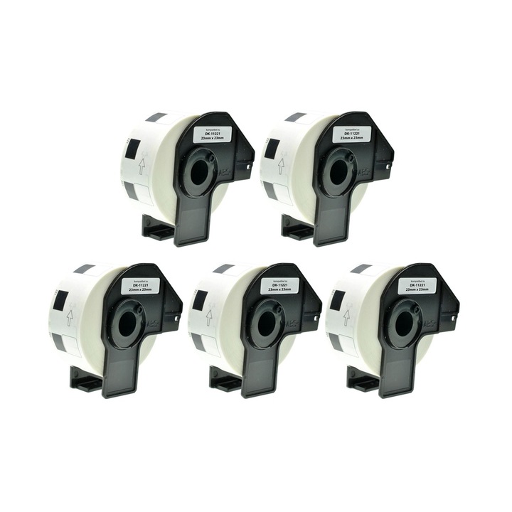 5 tekercses ragasztószalag készlet DK 11221 23 mm X 23 mm fehér kompatibilis Brother P-Touch QL 1000 sorozat /QL 1050 N / QL 1060 N / QL 500 sorozat / QL 560 / QL 570 / QL 580 / QL 580 Sorozat / QL 650 TD / QL 700 / QL 710 W / QL 720 NW