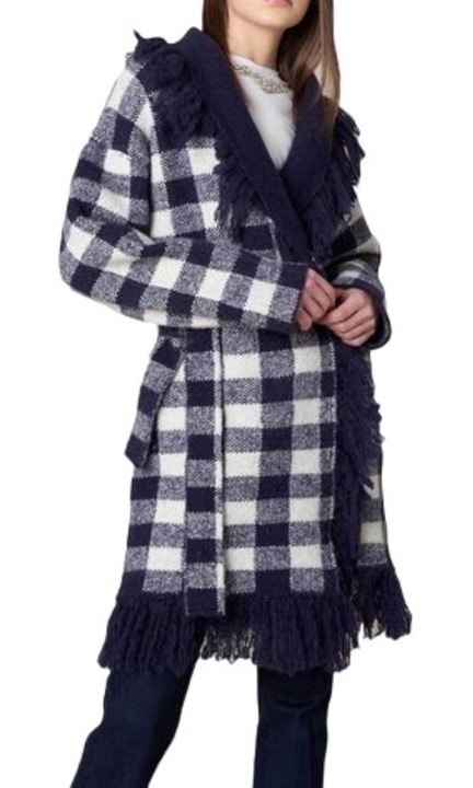 Cardigan dama, Silvian Heach, Acril/Poliester/Nylon, Bleumarin/Alb, XS INTL