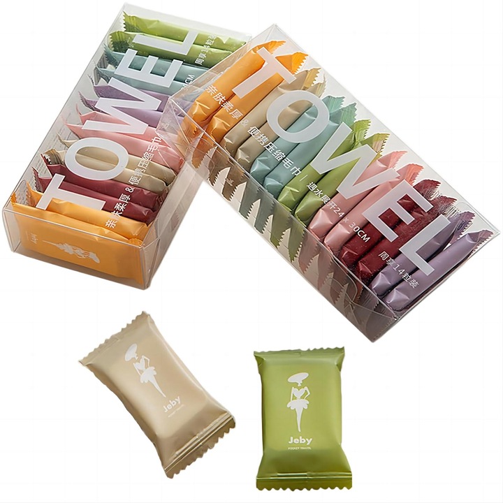 Prosop comprimat portabil Joby, set 28 buc, bumbac pur, reutilizabil