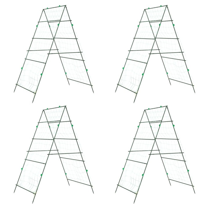 Set spaliere de gradina plante cataratoare 4 buc. otel vidaXL, cu cadru A 2.36 kg 3281505