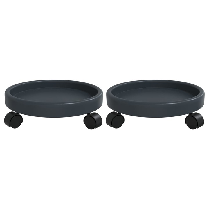 Set carucioare pentru plante vidaXL, cu roti 2 buc. gri diametru 34cm 35kg 0.88 kg 154609