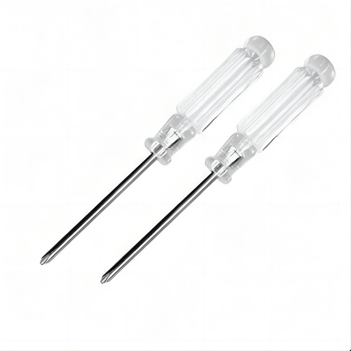 Комплект 2 отвертки JUDASTAR, кръстосана глава 3 мм, пластмасова дръжка, кристал, 95 мм