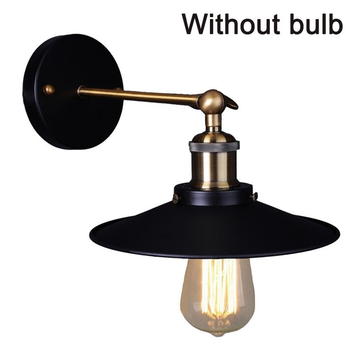 Aplica de perete rotativa, negru, 220V, E27, pentru interior si exterior