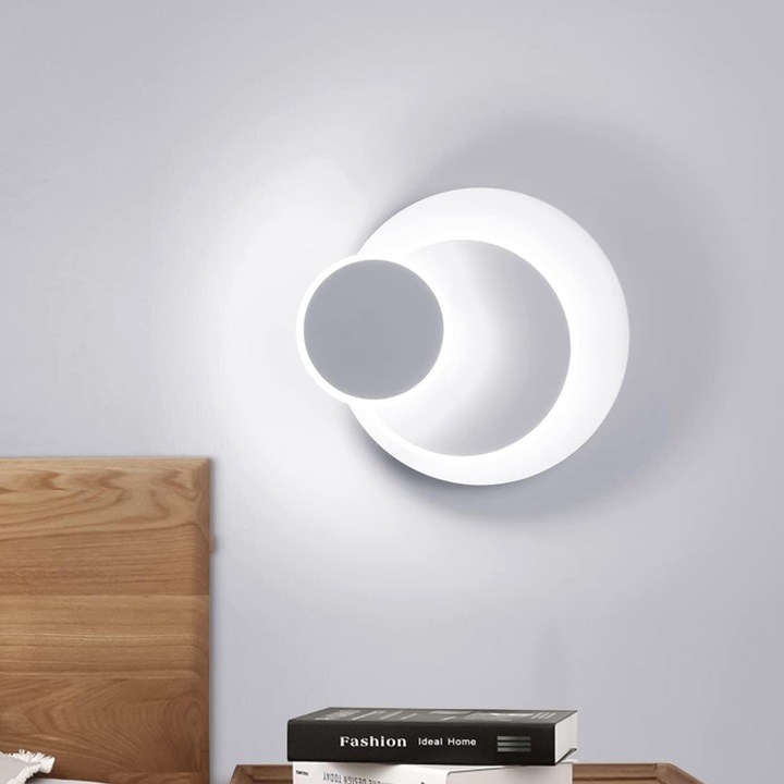 15W DIY LED Стенна лампа, Светеща стенна апликация с въртене на 350°, Модерна LED интериорна стенна апликация 6500K топла, за спалня, всекидневна, спалня, коридор