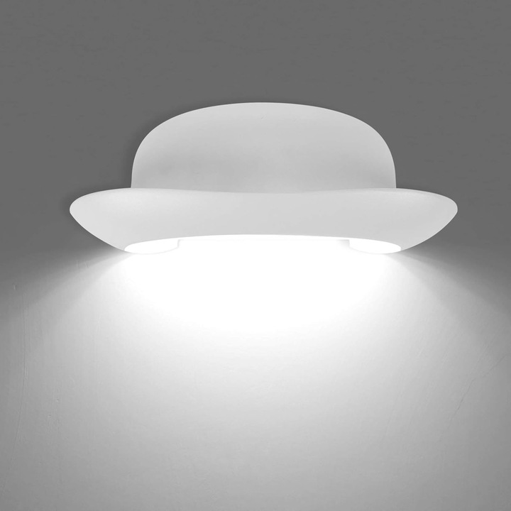 Aplica perete LED 12W, design palarie, alb, 25x10x10cm, rezistenta la apa IP65