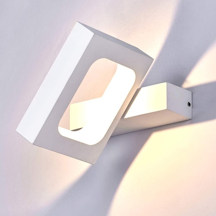 10W-os LED fali lámpa, kültéri/beltéri, fali spot, világítás nappaliba, lépcsőre, hálószobába, előszobába, 3000K (meleg fehér fény) (fehér)