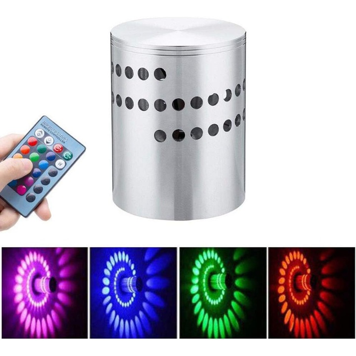3W-os LED fali lámpa, RGB fény, modern hatású, alumínium, beltéri használatra, szett