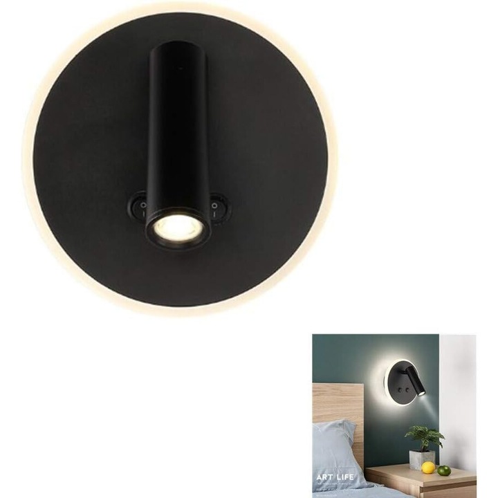 Nagy teljesítményű fehér LED fali lámpa, 360°-os kézi forgatás, ETL száraz helyekre, 50 000 óra, beltéri