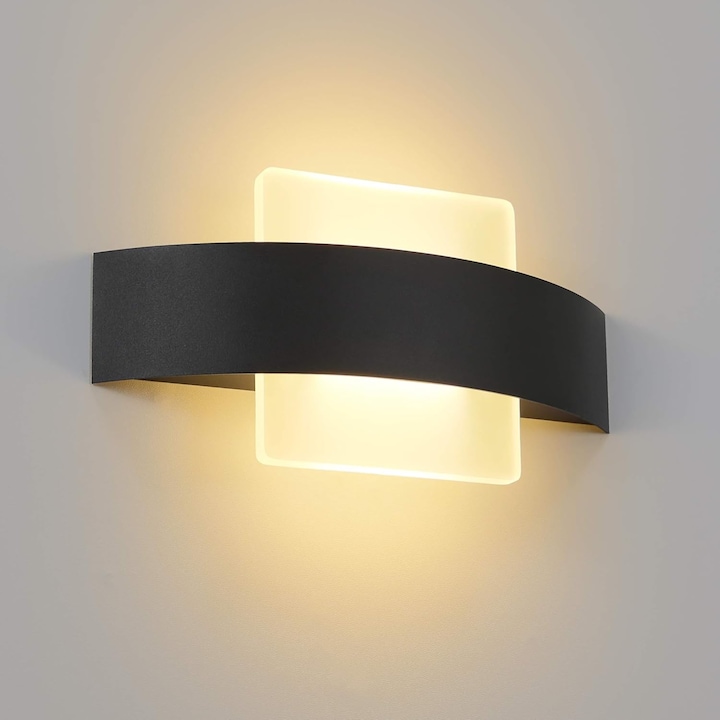 LED аплик топло бял, вътрешни стенни аплици за всекидневна, 4W акрилен, модерна нощна лампа, черна нощна светлина за спалня, всекидневна, офис, стълбище