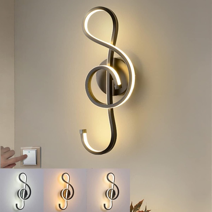 LED fali lámpa Hangjegyek, modern skandináv dizájn, sokoldalú belső tér, 30x20 cm