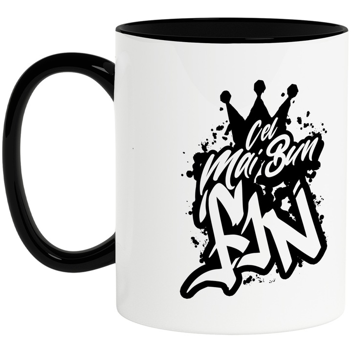 Cana Pentru Cel Mai Bun fin, Apreciere, Cadou, Rasplata, Multumire, 330ml, Ceramica cu Maner Negru